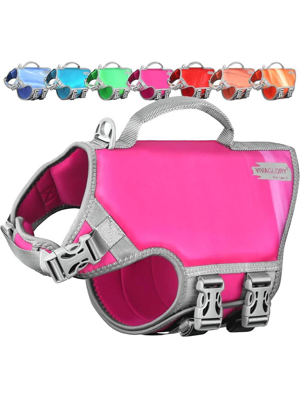 VIVAGLORY Neoprene Dog Life Vest, Large, Wind Pink